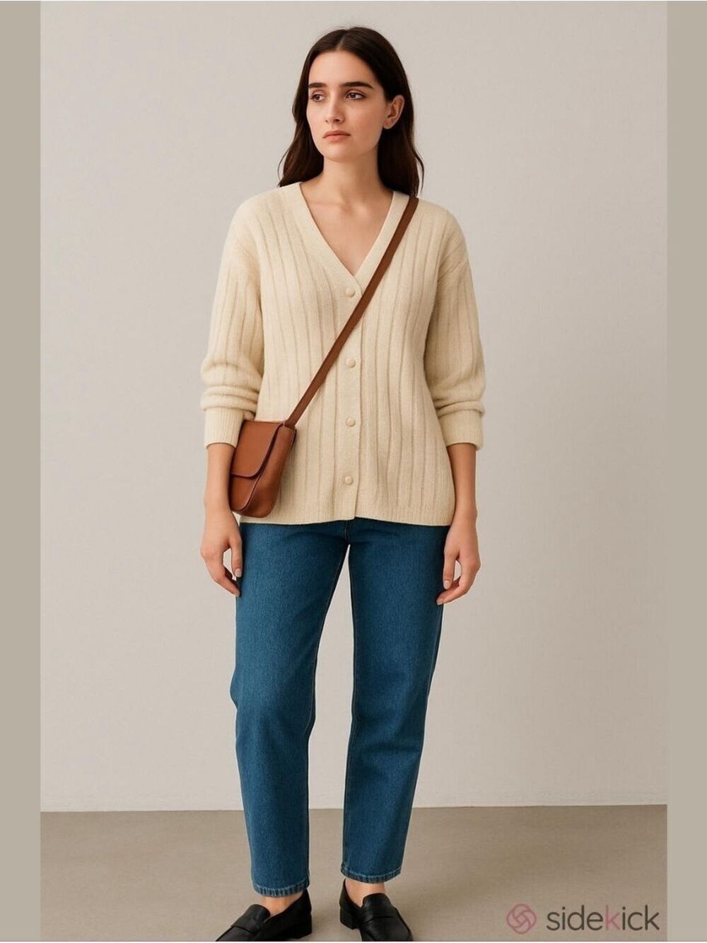 Retro 90's United Colors Of Benetton Cream Ribbed V-Neck Lambswool Cardigan